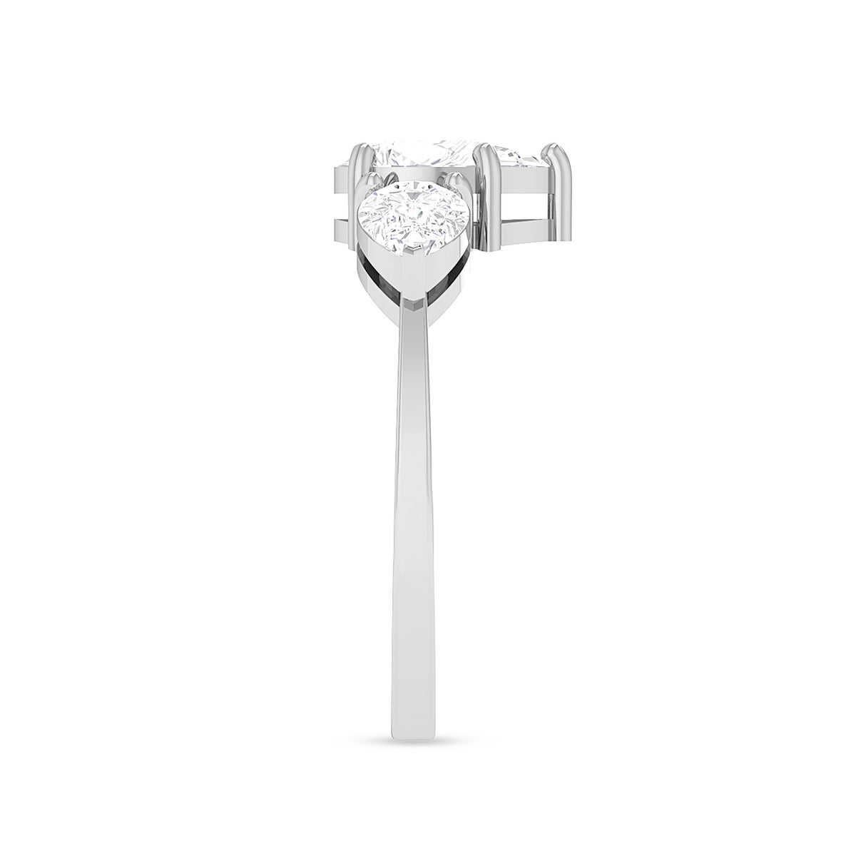 Three Pear Stone Diamond Silver Ring