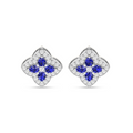 Sparkle Pear-Shaped Sapphire Clover Silver Stud Earrings