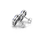 Sparkle Pear-Shaped Sapphire Clover Silver Stud Earrings