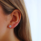 Sparkle Pear-Shaped Sapphire Clover Silver Stud Earrings