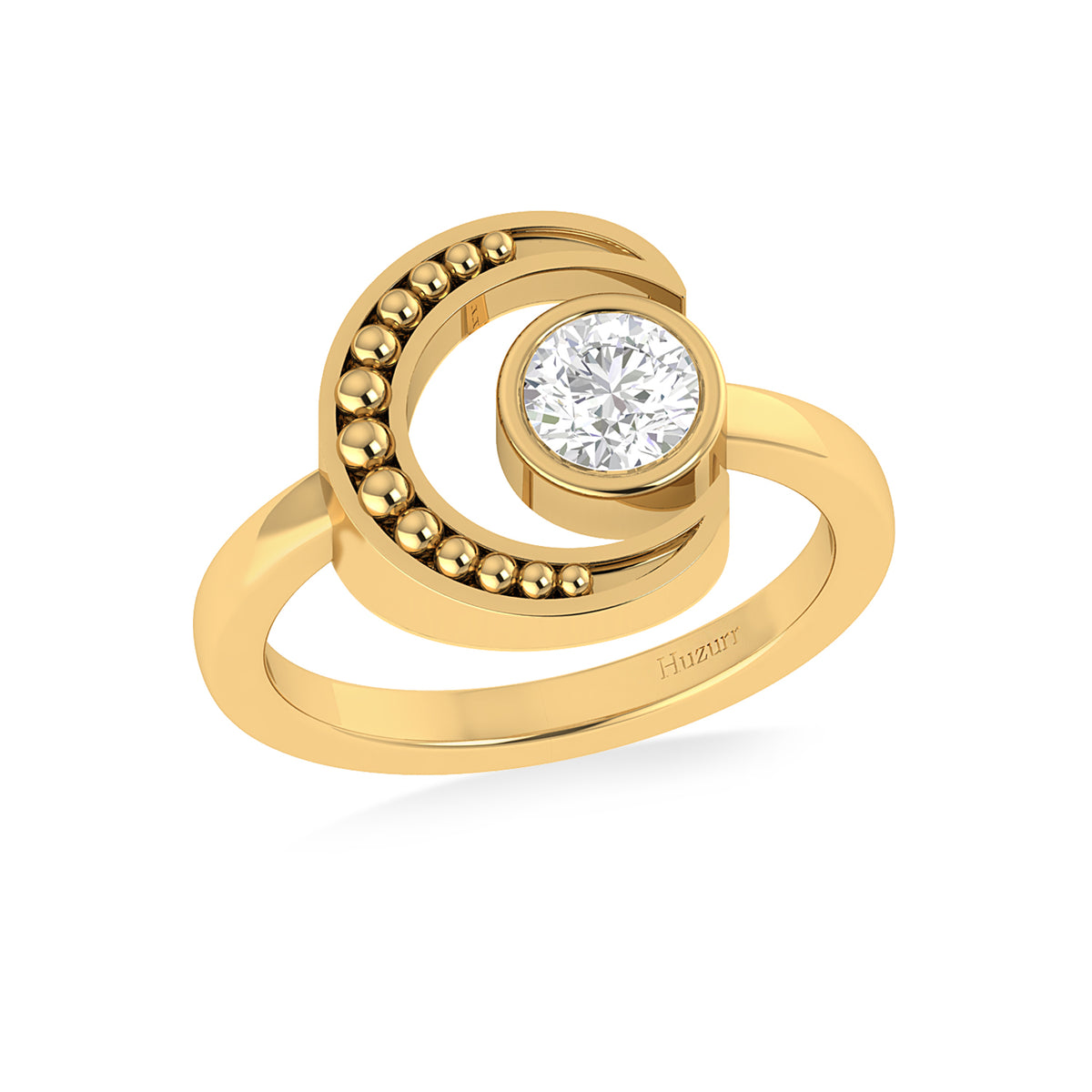 Sparkling Moon Round Diamond Knot RIng