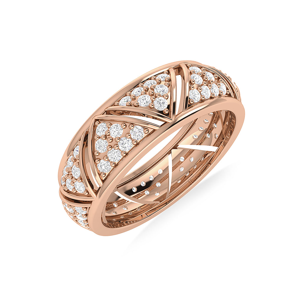 Rose Gold Plated Diamond Band Ring For Her