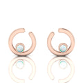 Opal Studs Rose Gold Plated Open Circle Earrings