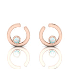 Opal Studs Rose Gold Plated Open Circle Earrings