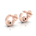 Opal Studs Rose Gold Plated Open Circle Earrings