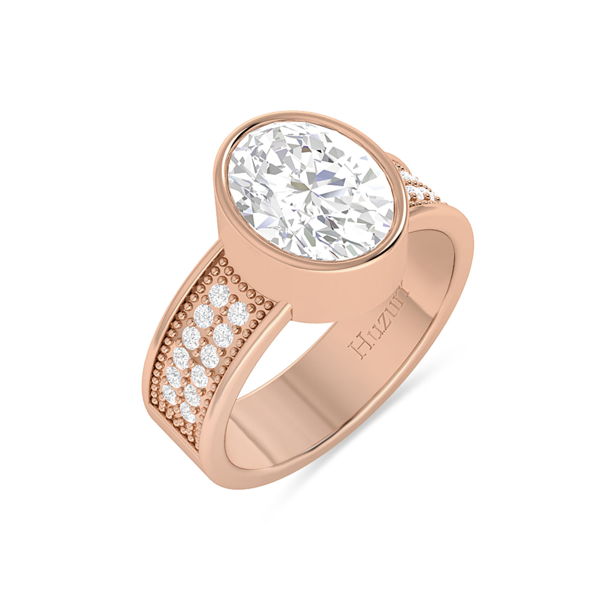 Oval Cut Diamond Rose Gold Plated Solitaire Ring