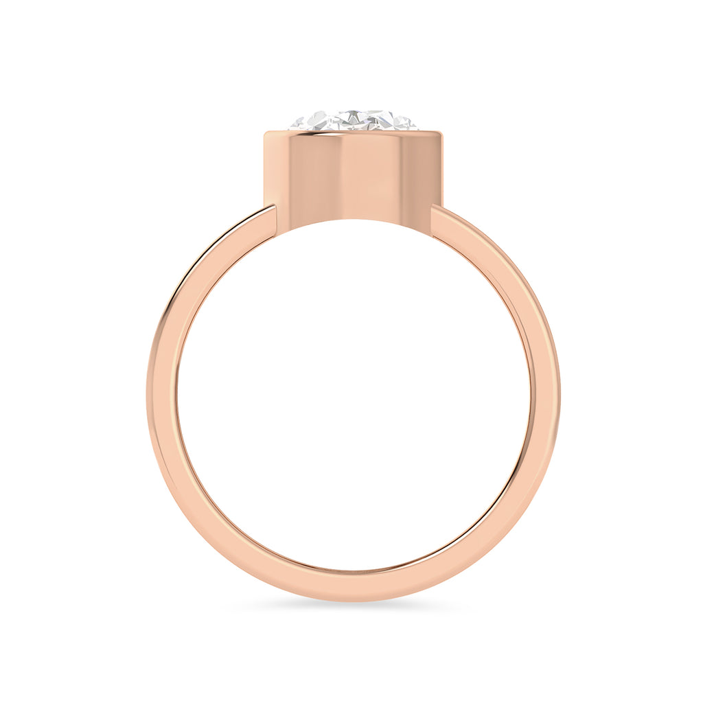 Oval Cut Diamond Rose Gold Plated Solitaire Ring