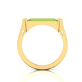 Baguette-Cut Peridot Gold Plated Bar Ring