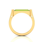 Baguette-Cut Peridot Gold Plated Bar Ring