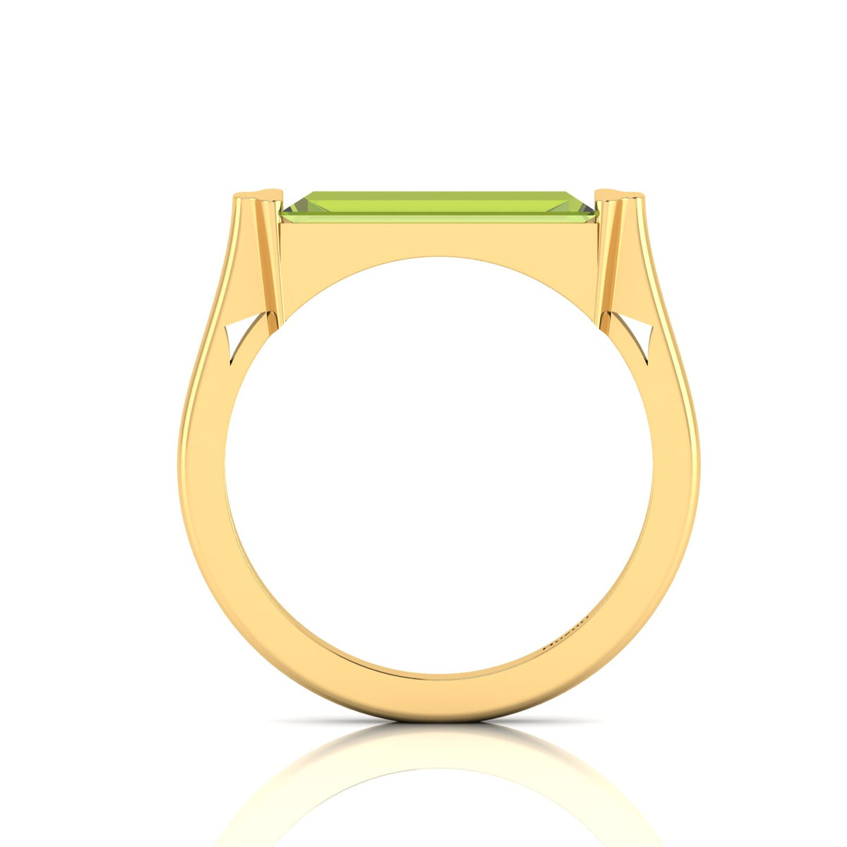 Baguette-Cut Peridot Gold Plated Bar Ring