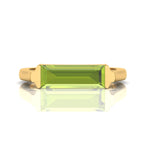 Baguette-Cut Peridot Gold Plated Bar Ring