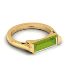 Baguette-Cut Peridot Gold Plated Bar Ring