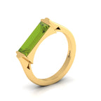 Baguette-Cut Peridot Gold Plated Bar Ring