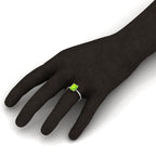 Radiant-Cut Peridot And Diamond 925 Silver Solitaire Ring