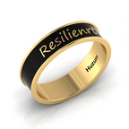 Gold Plated Personalized Black Enamel Band Resilienrt Ring