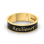 Gold Plated Personalized Black Enamel Band Resilienrt Ring
