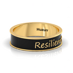 Gold Plated Personalized Black Enamel Band Resilienrt Ring