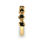 5 Stone Rose Flower Gold Plated Black Diamond Ring
