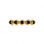 5 Stone Rose Flower Gold Plated Black Diamond Ring