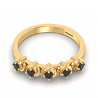 5 Stone Rose Flower Gold Plated Black Diamond Ring