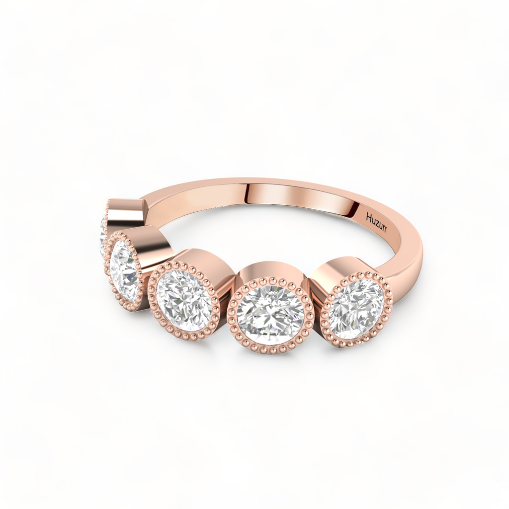 5-Diamond Engagement Rose Gold Plated Band Ring