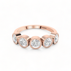 5-Diamond Engagement Rose Gold Plated Band Ring