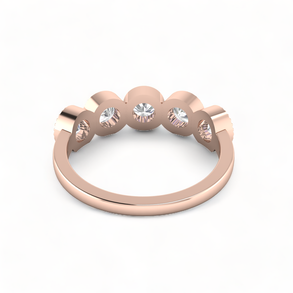 5-Diamond Engagement Rose Gold Plated Band Ring