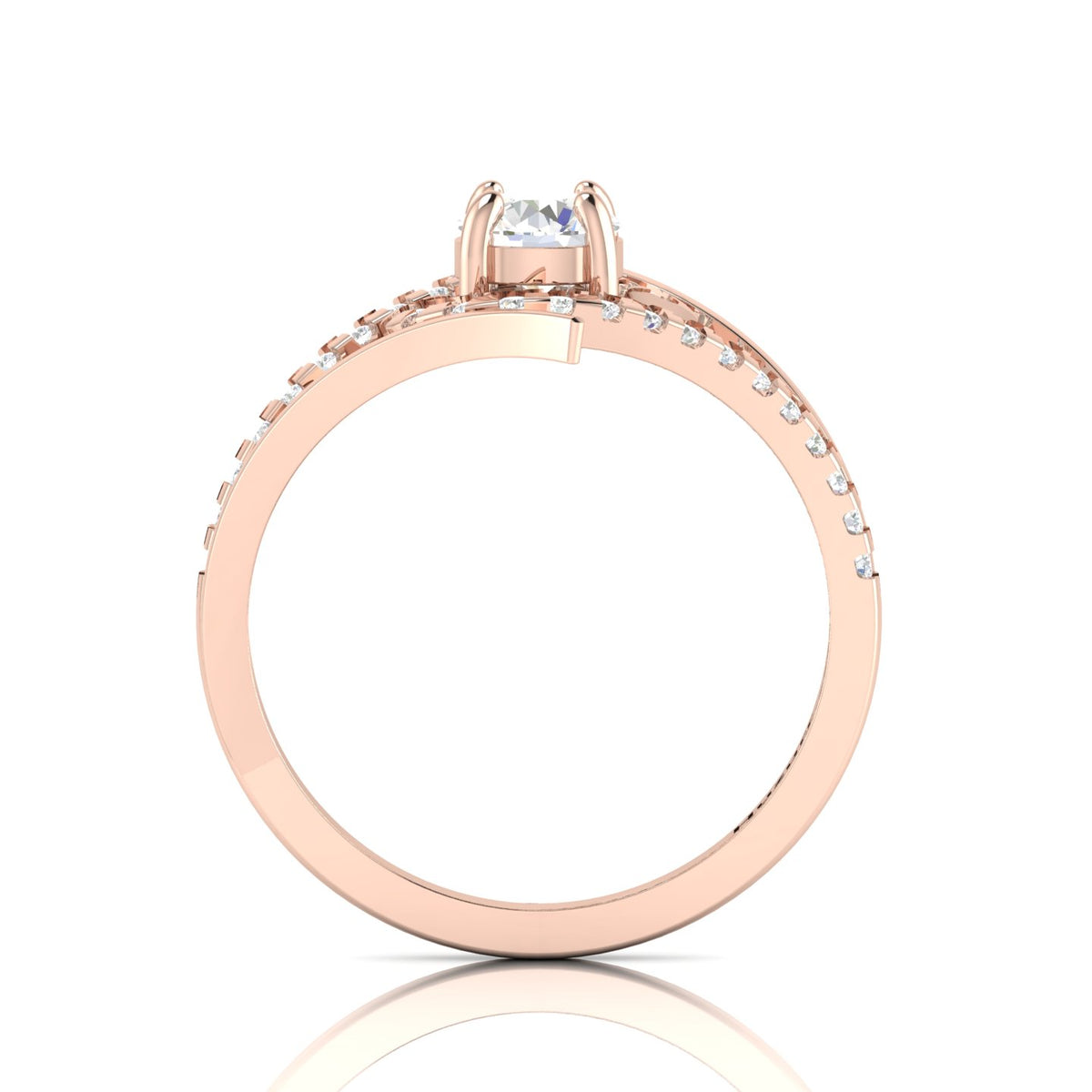 Bypass Rose Gold Plated Diamond Ring