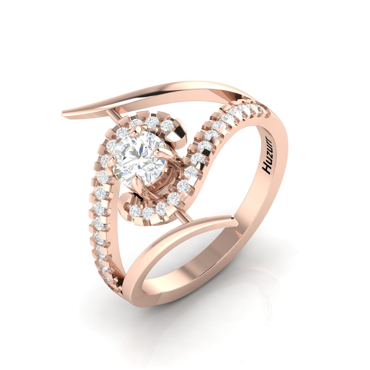 Bypass Rose Gold Plated Diamond Ring