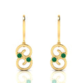 Round Emerald Gold Plated Wire Hook Drop Earrings
