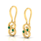 Round Emerald Gold Plated Wire Hook Drop Earrings