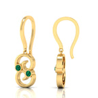 Round Emerald Gold Plated Wire Hook Drop Earrings