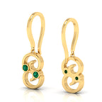 Round Emerald Gold Plated Wire Hook Drop Earrings