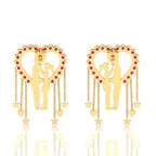 Ruby Couple Heart Gold Plated Hanging Earrings