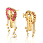 Ruby Couple Heart Gold Plated Hanging Earrings