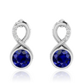Silver Round Blue Sapphire Infinity Earrings
