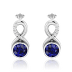 Silver Round Blue Sapphire Infinity Earrings
