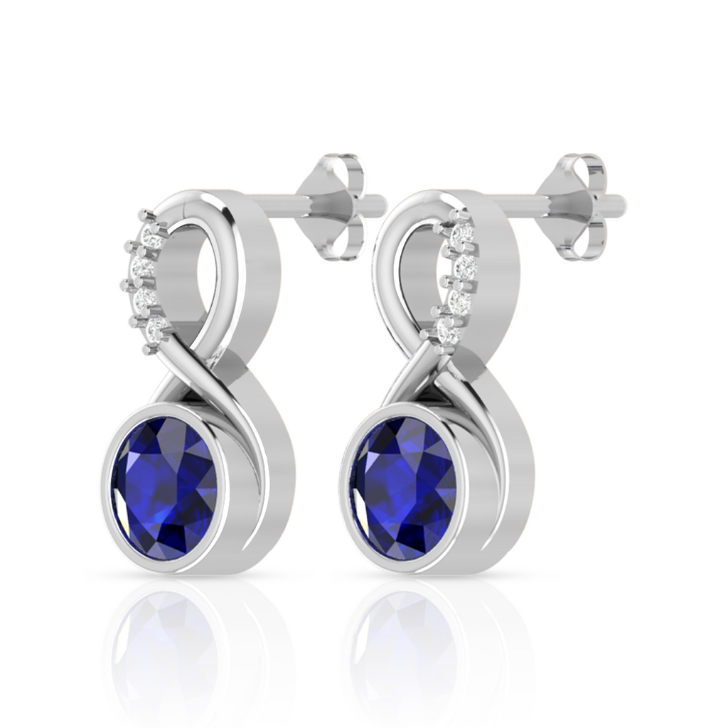 Silver Round Blue Sapphire Infinity Earrings
