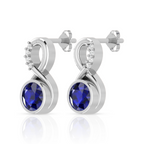 Silver Round Blue Sapphire Infinity Earrings