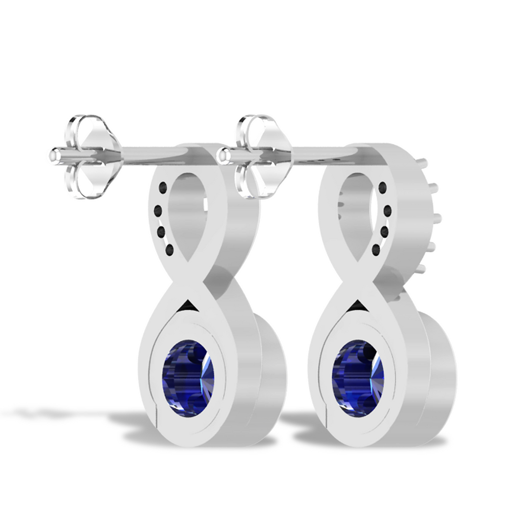 Silver Round Blue Sapphire Infinity Earrings