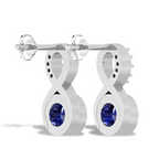 Silver Round Blue Sapphire Infinity Earrings