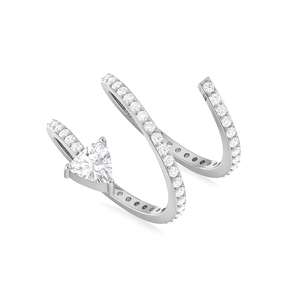 Trillion-Cut Diamond Wrap Silver Ring