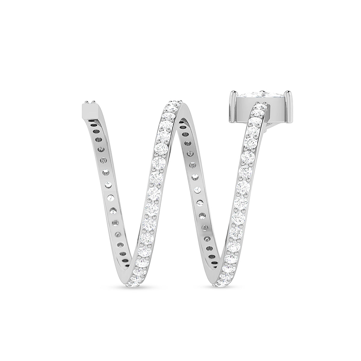 Trillion-Cut Diamond Wrap Silver Ring