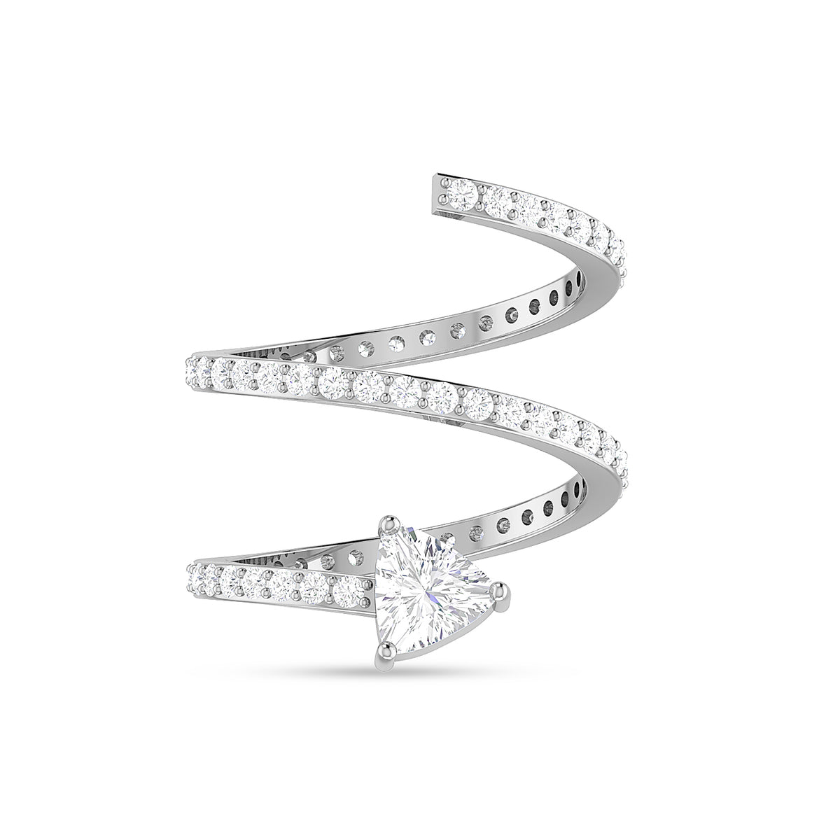 Trillion-Cut Diamond Wrap Silver Ring