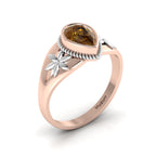 Pear-Cut Coffee Diamond Two Tone Rose Gold Plated Solitaire Ring