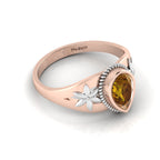 Pear-Cut Coffee Diamond Two Tone Rose Gold Plated Solitaire Ring