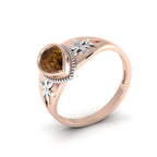 Pear-Cut Coffee Diamond Two Tone Rose Gold Plated Solitaire Ring