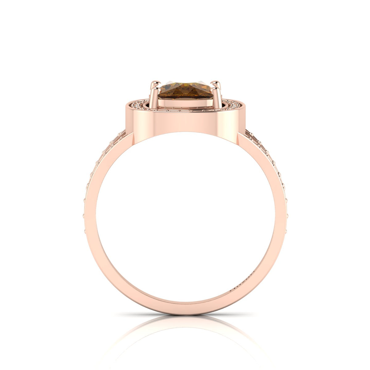 Cushion-Cut Coffee Diamond Rose Gold Plated Solitaire Ring