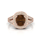 Cushion-Cut Coffee Diamond Rose Gold Plated Solitaire Ring
