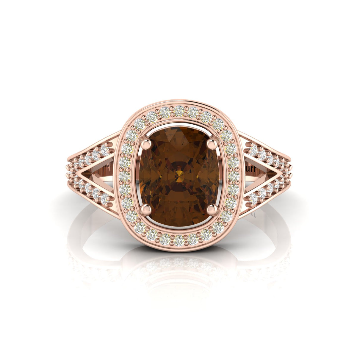 Cushion-Cut Coffee Diamond Rose Gold Plated Solitaire Ring